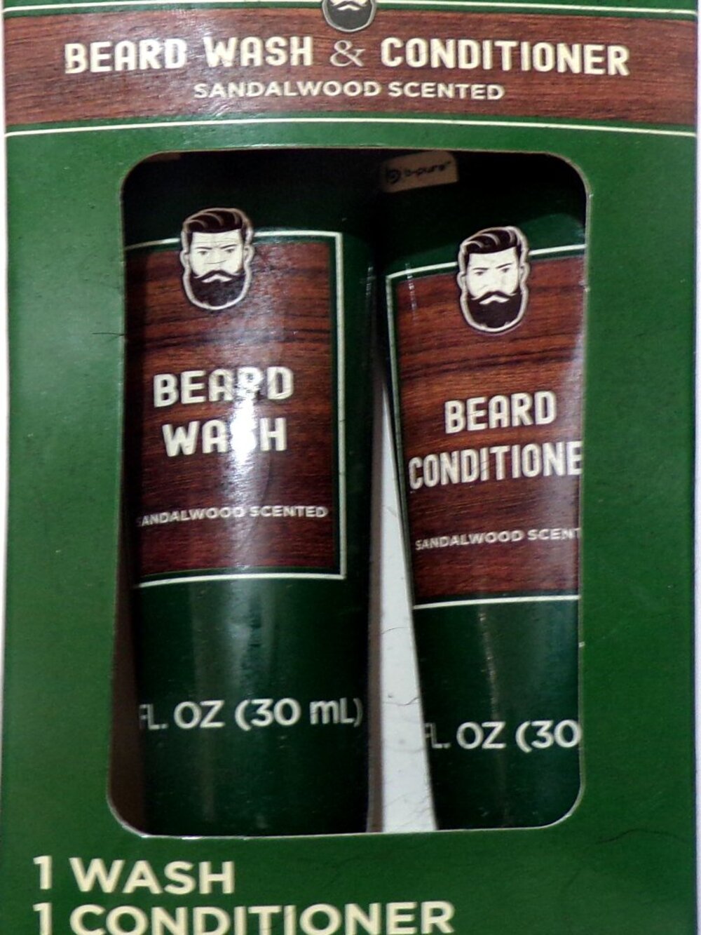 B-Pure Sandalwood Scented Beard Wash & Conditioner Set (2 Tubes / 1 fl oz / 30 m